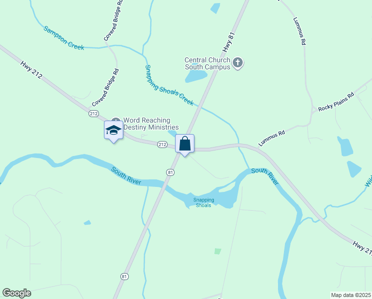 map of restaurants, bars, coffee shops, grocery stores, and more near 325 Snapping Shoals Road in Covington