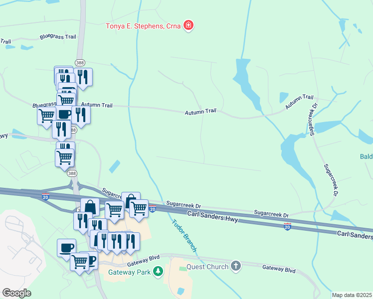 map of restaurants, bars, coffee shops, grocery stores, and more near 5051 Red Bud Drive in Grovetown
