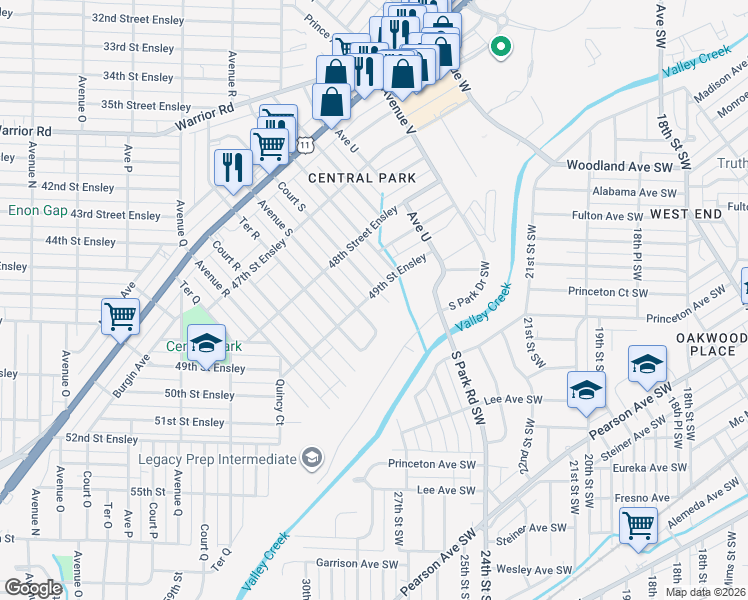map of restaurants, bars, coffee shops, grocery stores, and more near 1925 49th Street Ensley in Birmingham