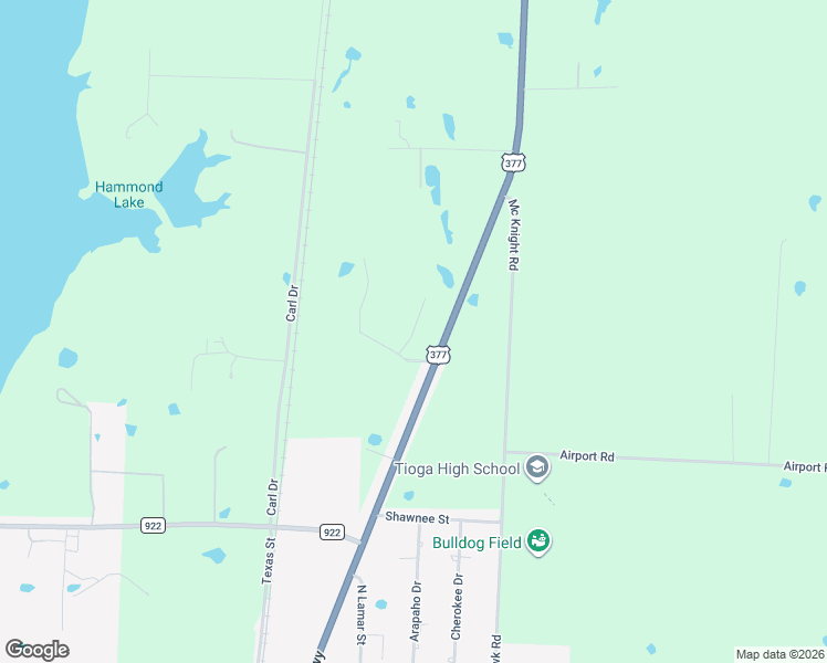 map of restaurants, bars, coffee shops, grocery stores, and more near U.S. Route 377 in Tioga