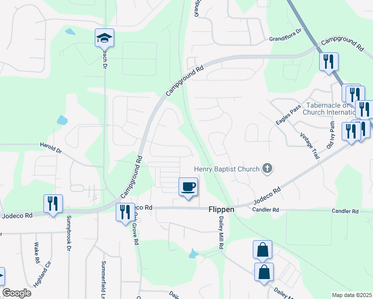 map of restaurants, bars, coffee shops, grocery stores, and more near 780 Winbrook Drive in McDonough
