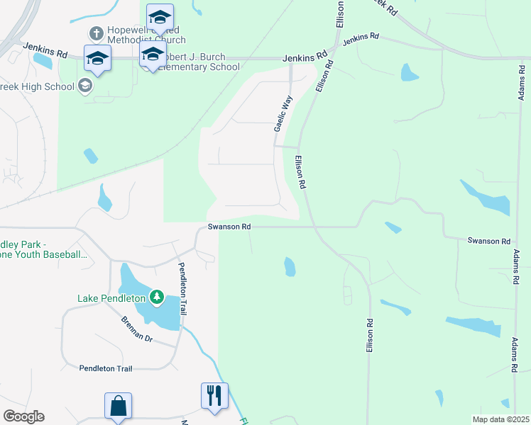 map of restaurants, bars, coffee shops, grocery stores, and more near 300 Gaelic Way in Tyrone