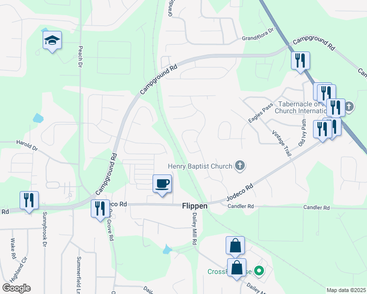 map of restaurants, bars, coffee shops, grocery stores, and more near 429 Concord Circle in McDonough