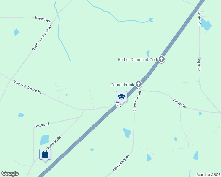 map of restaurants, bars, coffee shops, grocery stores, and more near 7 Bonner Goldmine Road in Roopville