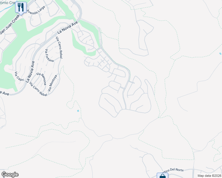 map of restaurants, bars, coffee shops, grocery stores, and more near 28391 Via Del Sereno in San Juan Capistrano