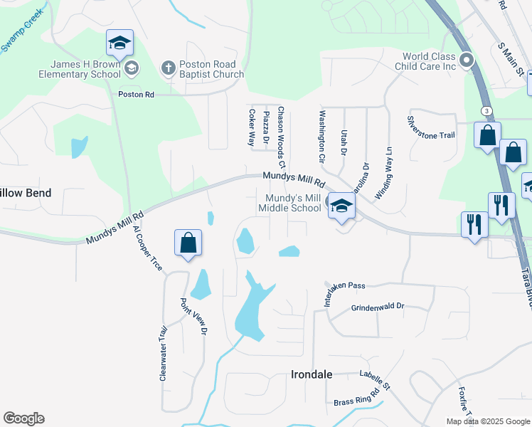 map of restaurants, bars, coffee shops, grocery stores, and more near 9827 Braxley Way in Jonesboro
