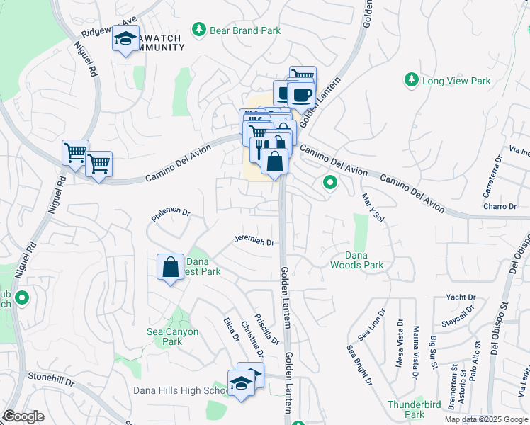 map of restaurants, bars, coffee shops, grocery stores, and more near 14 Silverstrand in Dana Point