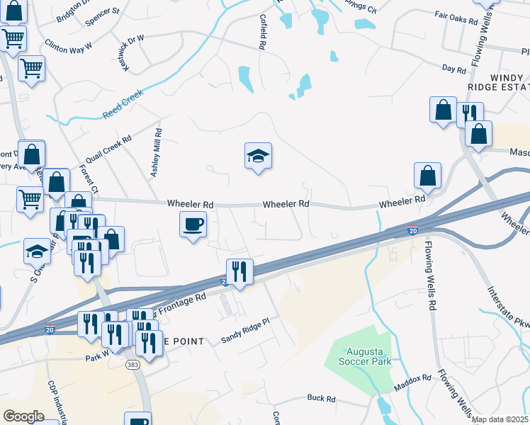 map of restaurants, bars, coffee shops, grocery stores, and more near 4228 Wheeler Road in Martinez