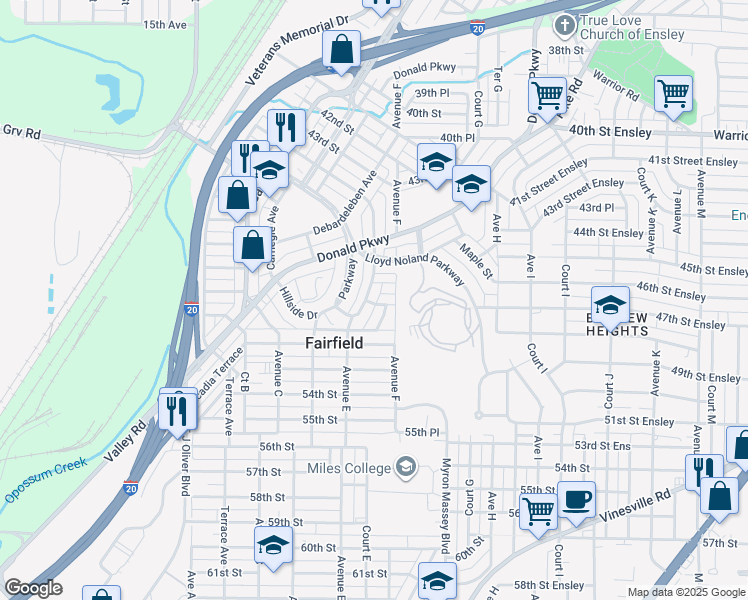map of restaurants, bars, coffee shops, grocery stores, and more near 512 Pine Place in Fairfield