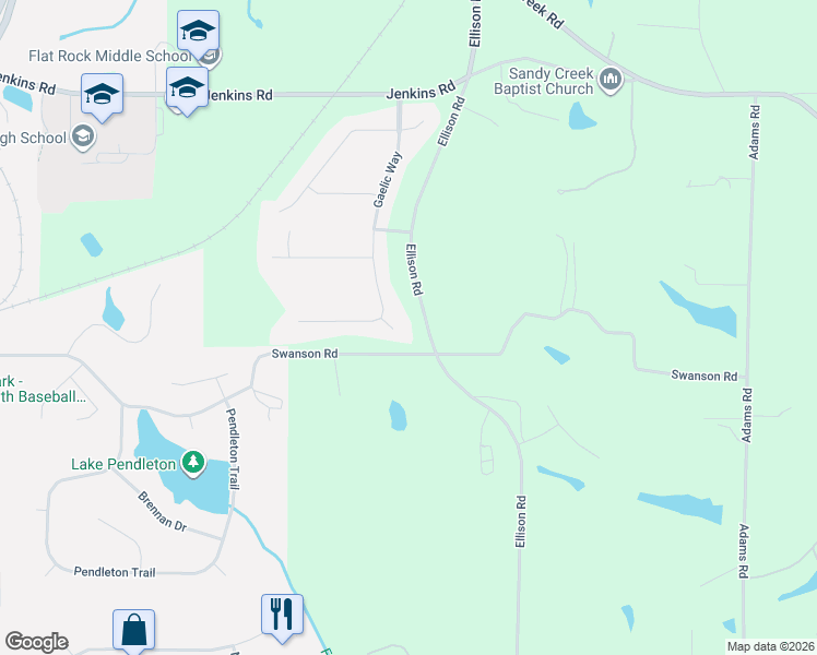 map of restaurants, bars, coffee shops, grocery stores, and more near 110 Shelbourne Run in Tyrone