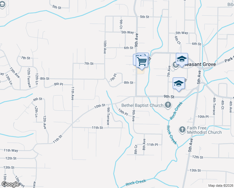 map of restaurants, bars, coffee shops, grocery stores, and more near 944 9th Street in Pleasant Grove