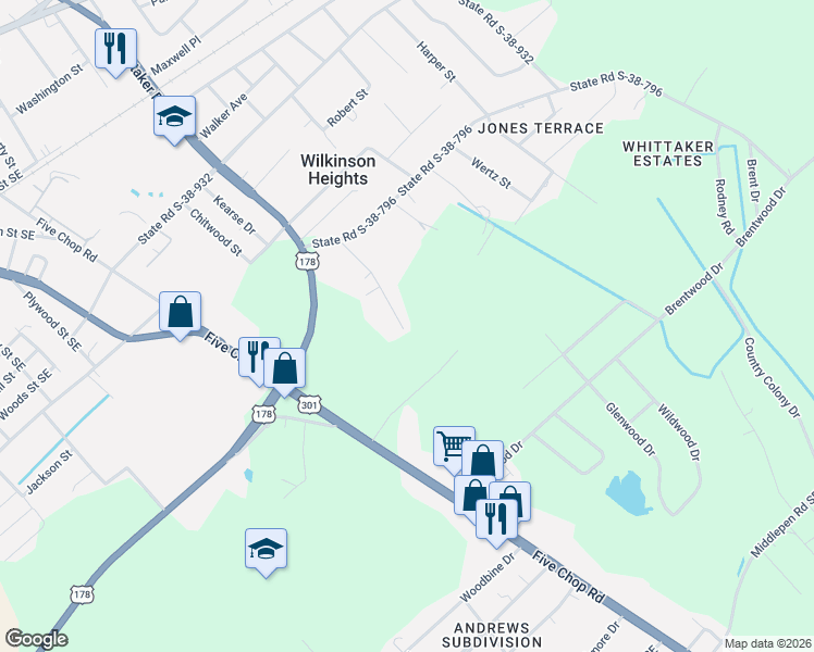 map of restaurants, bars, coffee shops, grocery stores, and more near 1207 Hampton Road in Orangeburg