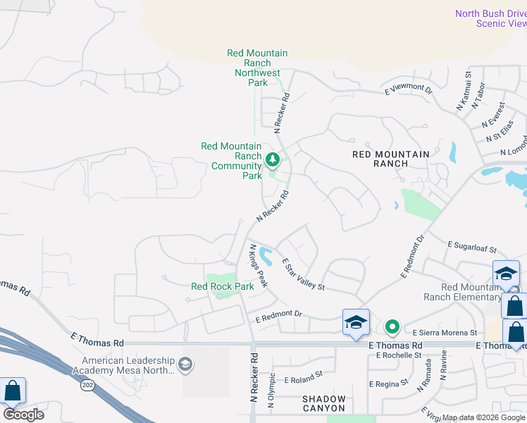 map of restaurants, bars, coffee shops, grocery stores, and more near 3948 North Ranier in Mesa