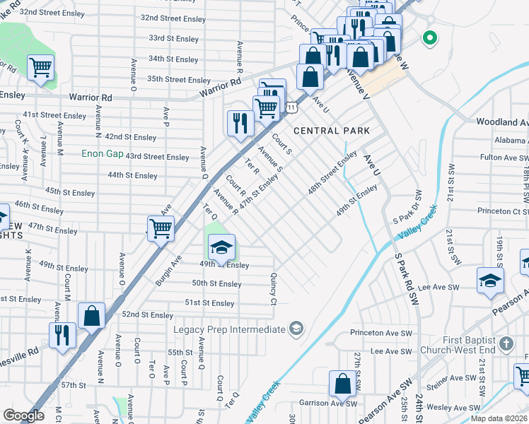 map of restaurants, bars, coffee shops, grocery stores, and more near 4712 Court R in Birmingham
