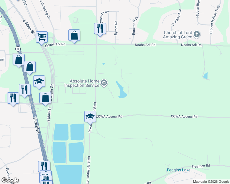 map of restaurants, bars, coffee shops, grocery stores, and more near 1904 Lake Ridge Court in Jonesboro