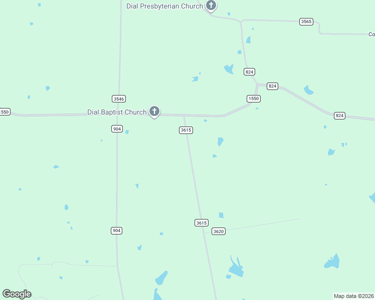 map of restaurants, bars, coffee shops, grocery stores, and more near County Road 3615 in Honey Grove