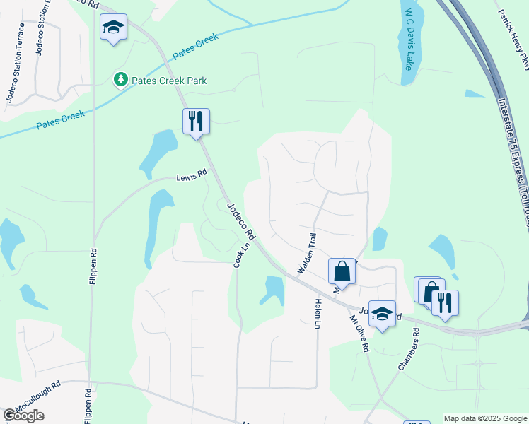 map of restaurants, bars, coffee shops, grocery stores, and more near 83 Overlook Heights Way in Stockbridge