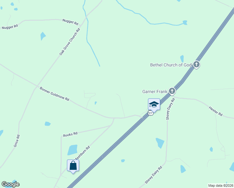 map of restaurants, bars, coffee shops, grocery stores, and more near 115 Bonner Goldmine Road in Roopville