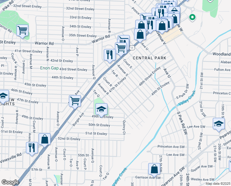 map of restaurants, bars, coffee shops, grocery stores, and more near 4712 Court R in Birmingham