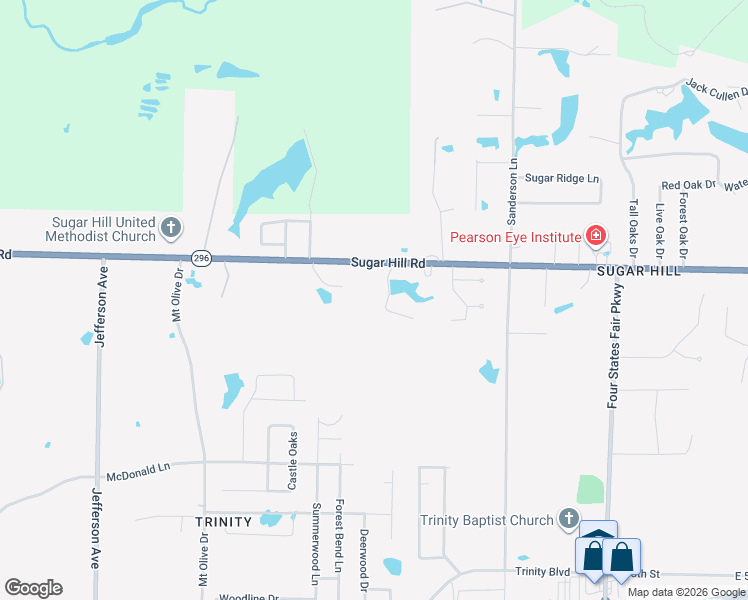 map of restaurants, bars, coffee shops, grocery stores, and more near 3 Lauren Drive in Texarkana