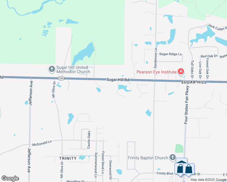 map of restaurants, bars, coffee shops, grocery stores, and more near 3 Lauren Drive in Texarkana
