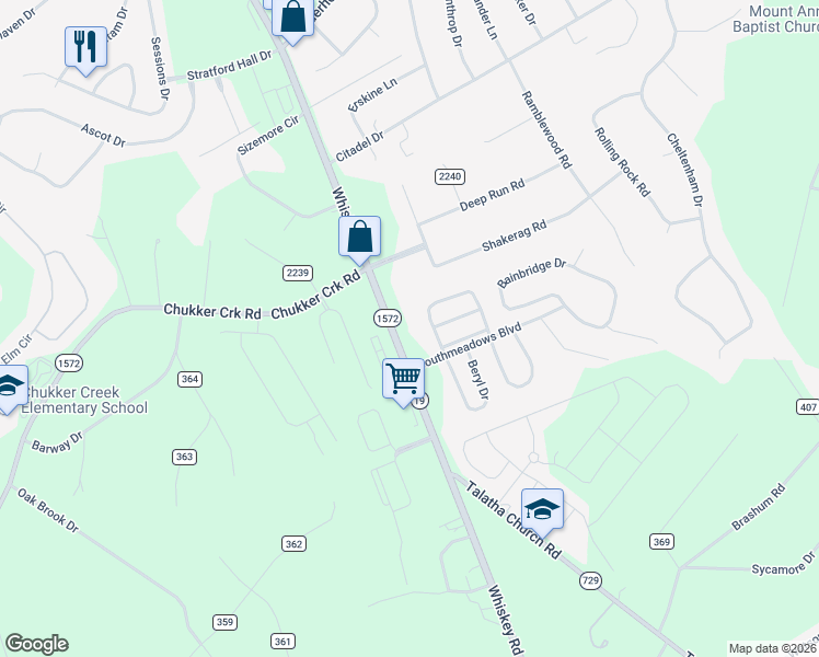 map of restaurants, bars, coffee shops, grocery stores, and more near 3320 Whiskey Road in Aiken