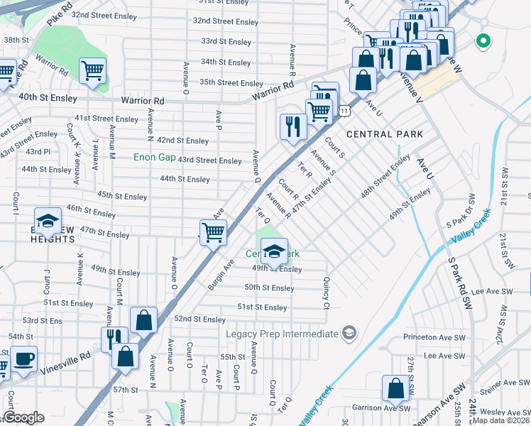map of restaurants, bars, coffee shops, grocery stores, and more near 4620 Avenue Q in Birmingham
