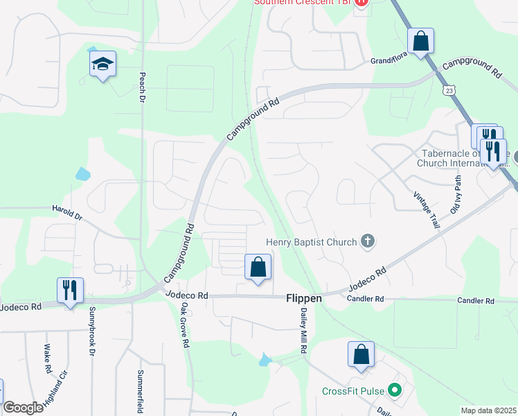 map of restaurants, bars, coffee shops, grocery stores, and more near 777 Winbrook Drive in McDonough