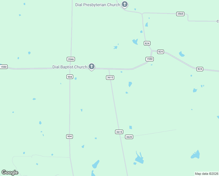 map of restaurants, bars, coffee shops, grocery stores, and more near County Road 3615 in Honey Grove