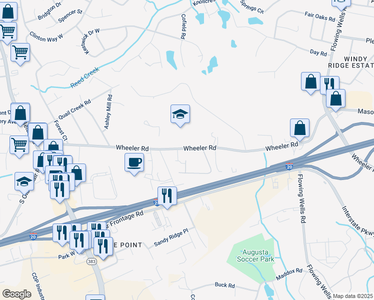 map of restaurants, bars, coffee shops, grocery stores, and more near 4228 Wheeler Road in Martinez