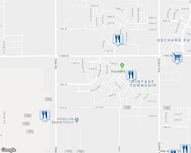 map of restaurants, bars, coffee shops, grocery stores, and more near 11606 Uxbridge Avenue in Lubbock