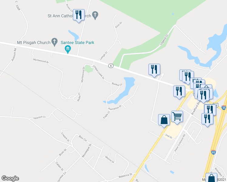 map of restaurants, bars, coffee shops, grocery stores, and more near 420 Fairway Lane in Santee