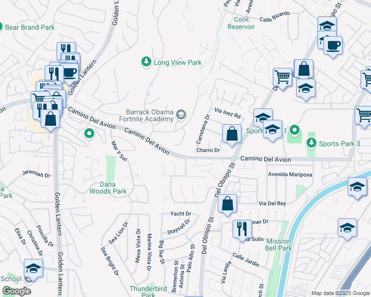 map of restaurants, bars, coffee shops, grocery stores, and more near 5 Riverstone in Laguna Niguel