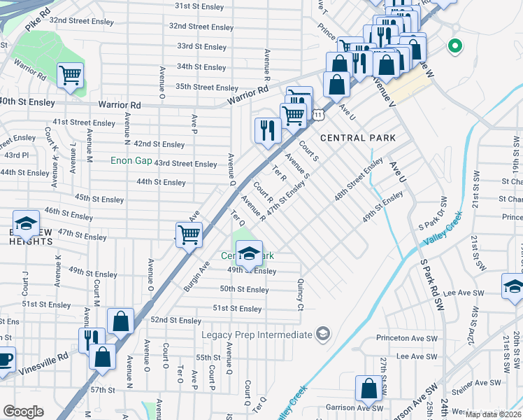 map of restaurants, bars, coffee shops, grocery stores, and more near 4640 Avenue R in Birmingham