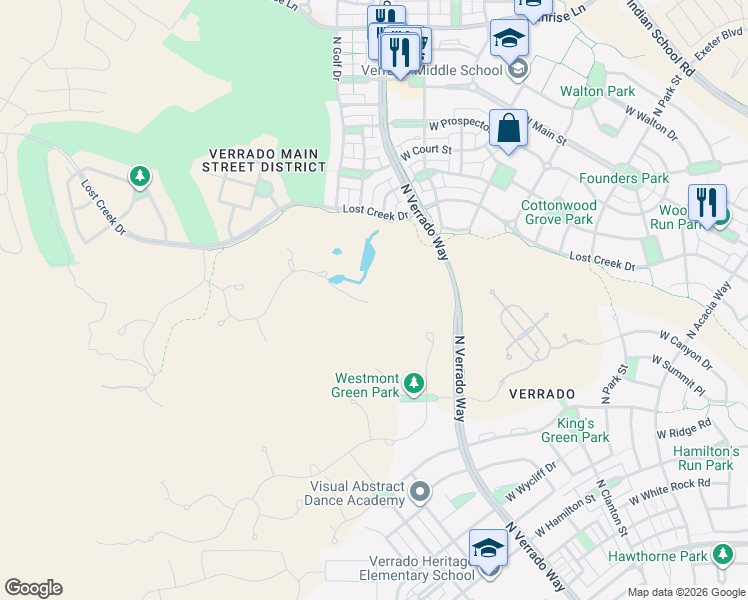 map of restaurants, bars, coffee shops, grocery stores, and more near 21106 West Granite Ridge Road in Buckeye