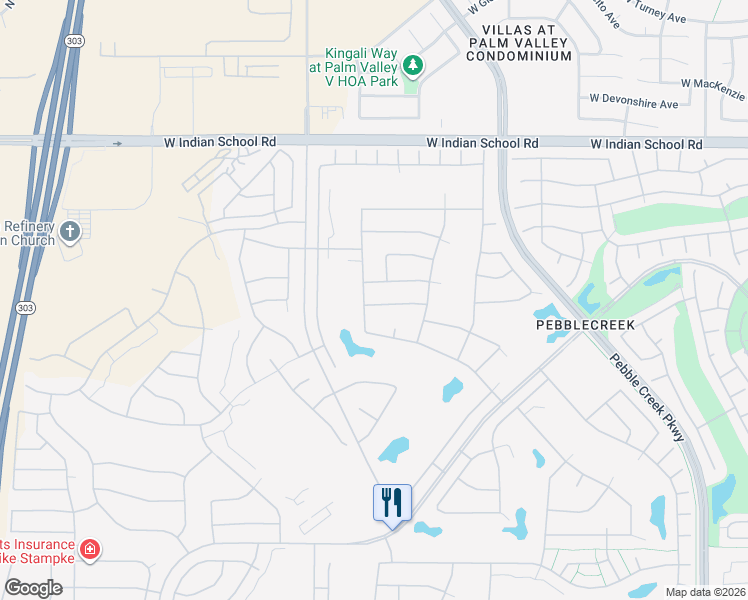 map of restaurants, bars, coffee shops, grocery stores, and more near 16184 West Mulberry Drive in Goodyear