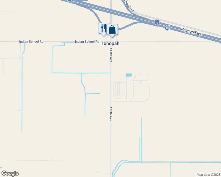 map of restaurants, bars, coffee shops, grocery stores, and more near 3601 411th Avenue in Tonopah