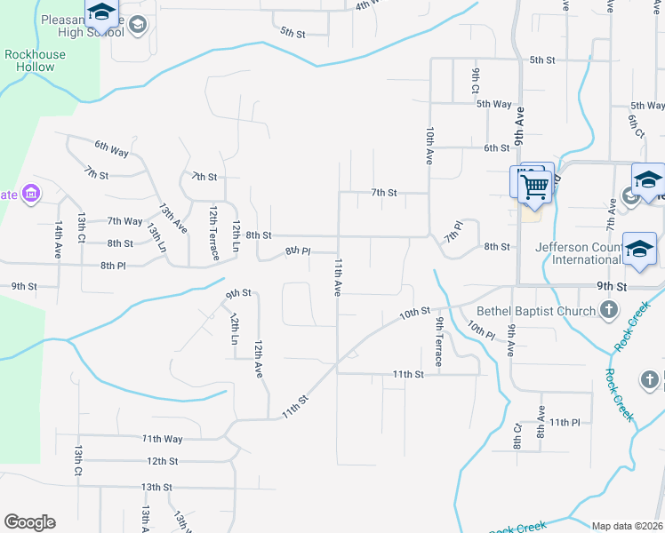 map of restaurants, bars, coffee shops, grocery stores, and more near 836 11th Avenue in Pleasant Grove
