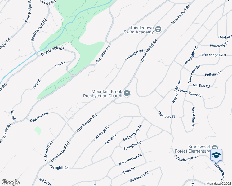 map of restaurants, bars, coffee shops, grocery stores, and more near 3348 Brookwood Road in Birmingham