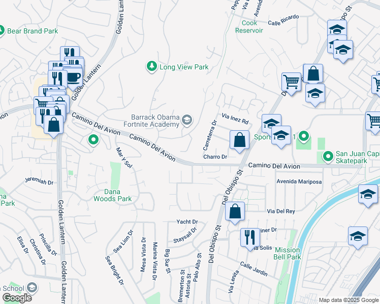 map of restaurants, bars, coffee shops, grocery stores, and more near 6 Riverstone in Laguna Niguel