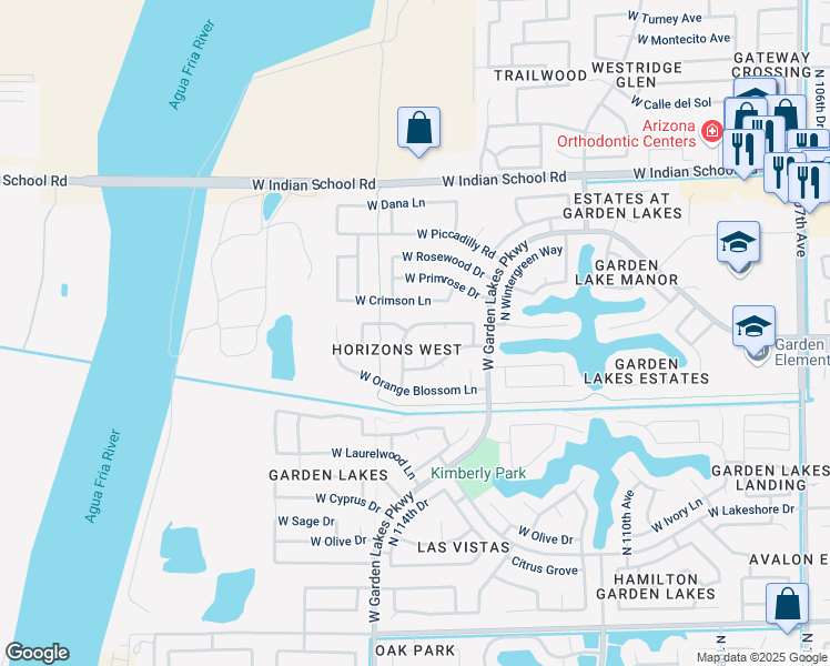 map of restaurants, bars, coffee shops, grocery stores, and more near 11403 West Crimson Lane in Avondale