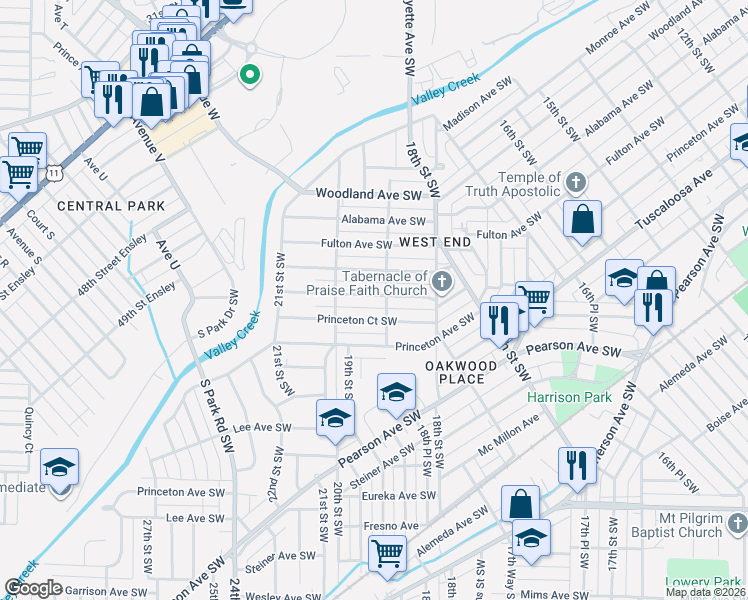 map of restaurants, bars, coffee shops, grocery stores, and more near 1851 Saint Charles Court in Birmingham