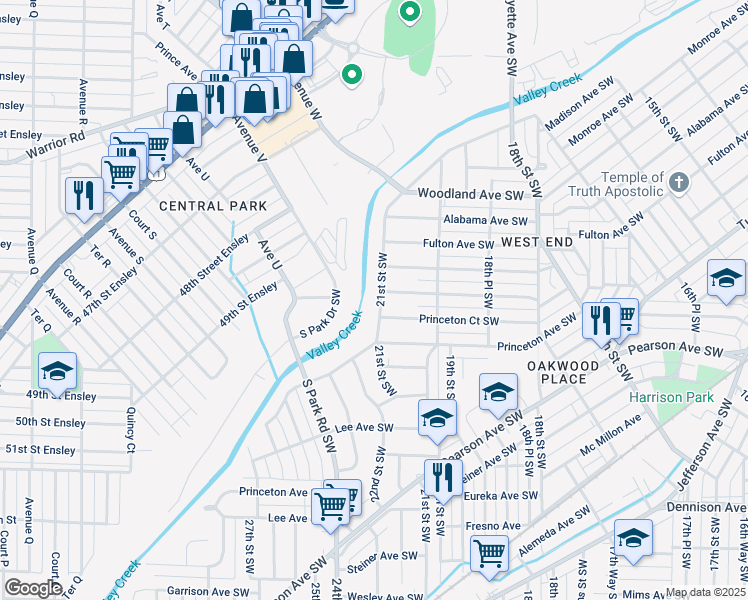 map of restaurants, bars, coffee shops, grocery stores, and more near 512 21st Street Southwest in Birmingham