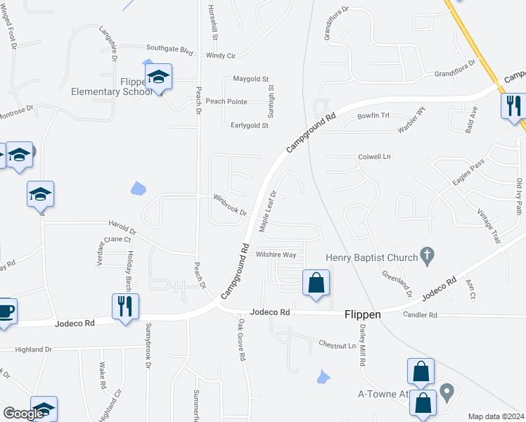 map of restaurants, bars, coffee shops, grocery stores, and more near 992 Maple Leaf Drive in McDonough