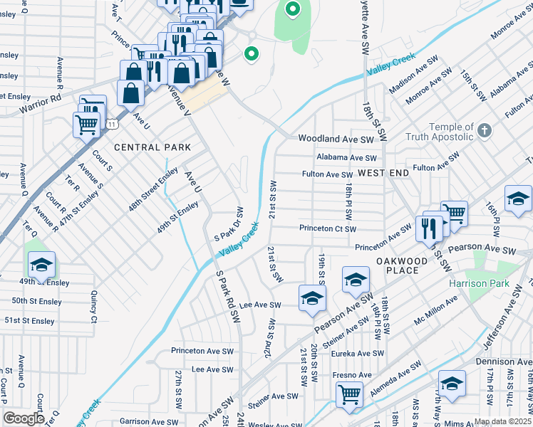 map of restaurants, bars, coffee shops, grocery stores, and more near 512 21st Street Southwest in Birmingham