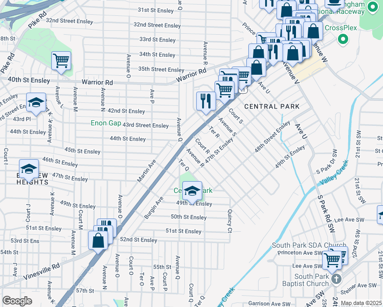 map of restaurants, bars, coffee shops, grocery stores, and more near 4640 Ave R in Birmingham
