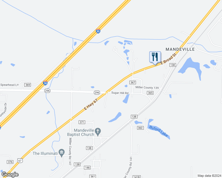 map of restaurants, bars, coffee shops, grocery stores, and more near 7260 East Broad Street in Texarkana