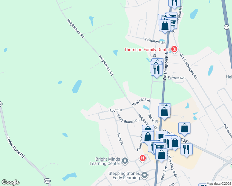 map of restaurants, bars, coffee shops, grocery stores, and more near 1246-1248 Wrightsboro Road in Thomson