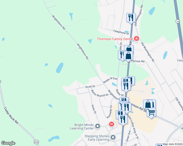 map of restaurants, bars, coffee shops, grocery stores, and more near 1246 Wrightsboro Road in Thomson
