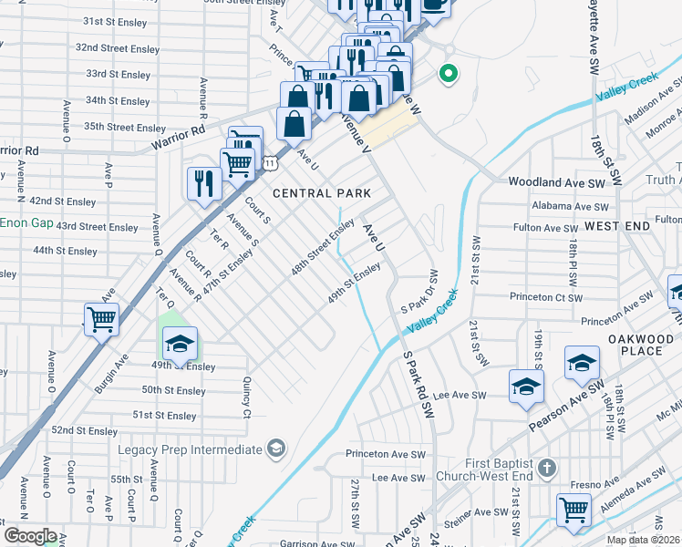 map of restaurants, bars, coffee shops, grocery stores, and more near 4825 Terrace South in Birmingham